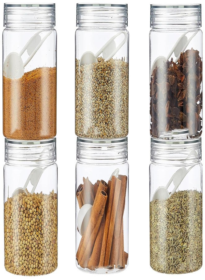 Homeor مجموعة علب تخزين بلاستيكية من هومور مع ملعقة، محكمة الإغلاق وخالية من مادة BPA، مثالية لتخزين أدوات المطبخ، حاوية متعددة الاستخدامات، حاوية تخزين للثلاجة، سعة 500 مل، 6 قطع شفافة - Image 4